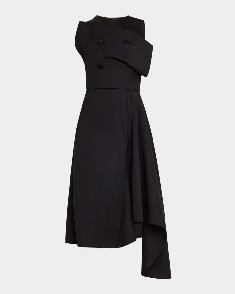4-Button Sleeveless Asymmetric Dress